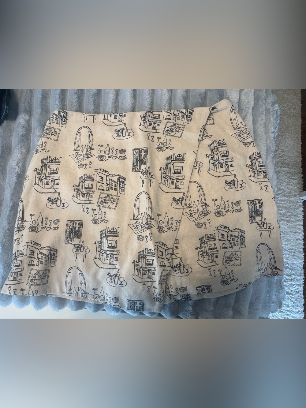 Abercrombie & Fitch Cream Scarlett Linen-Blend Wrap Mini Skort